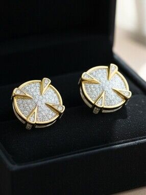 LARGE Mens 14K Micropave Earrings